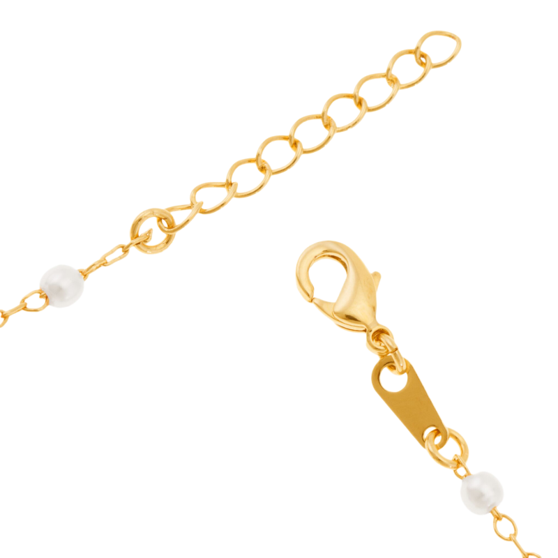 Bracelet en plaqué or, jade et perles synthétiques