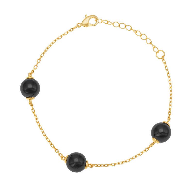 Bracelet en plaqué or et céramiques noires