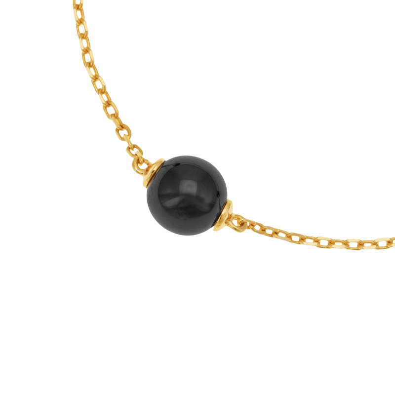 Bracelet en plaqué or et céramiques noires