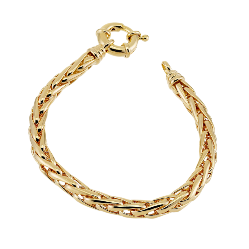 Bracelet en plaqué or, maille palmier fermoir bouée