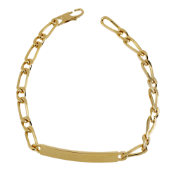 Identité en plaqué or, plaque 5mm, maille cheval alternée 1-1