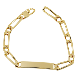 Identité en plaqué or, plaque 7mm, maille cheval alternée 1-1