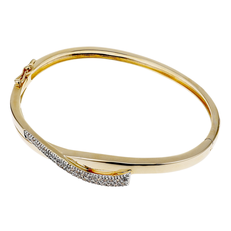 Bracelet jonc en plaqué or et oxydes de zirconium