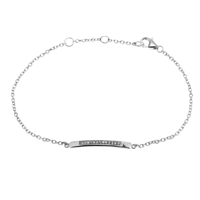 Bracelet en argent rhodié, barrette oxydes de zirconium