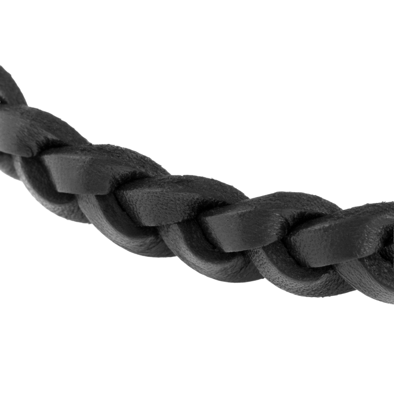 Bracelet acier et cuir tresse