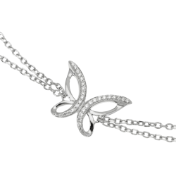 Bracelet en argent rhodié et oxydes de zirconium, papillon
