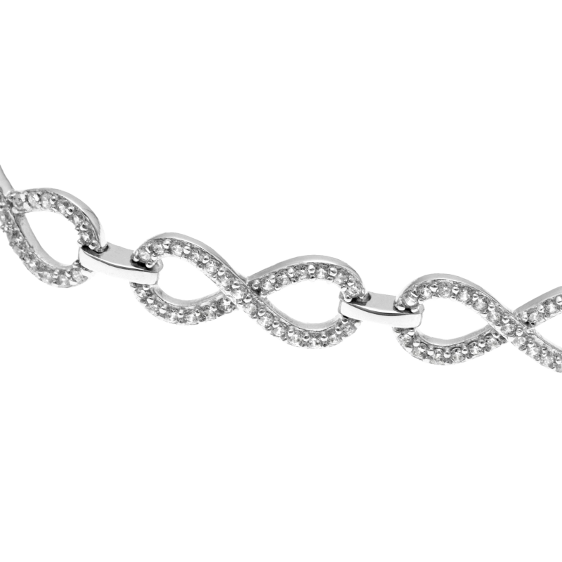 Bracelet en argent rhodié et oxydes de zirconium, infini