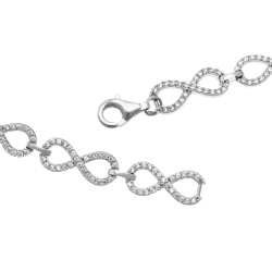 Bracelet en argent rhodié et oxydes de zirconium, infini