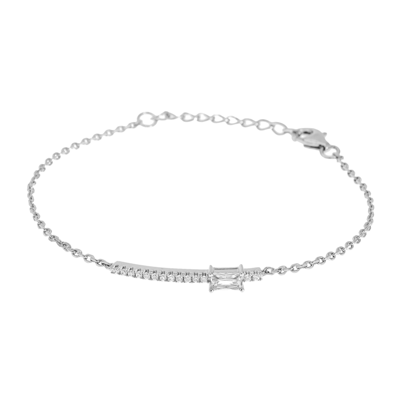 Bracelet en argent rhodié et oxydes de zirconium