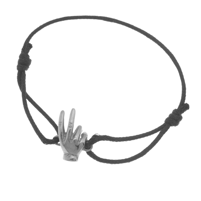 Bracelet cordon en argent rhodié, signe de la provocation anglaise