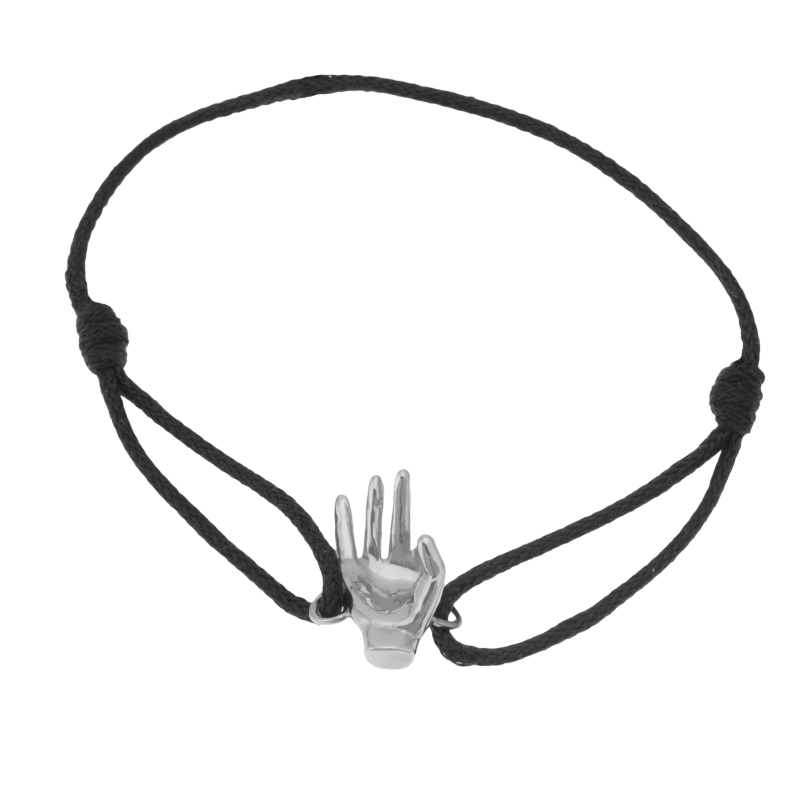 Bracelet cordon en argent rhodié, signe ok
