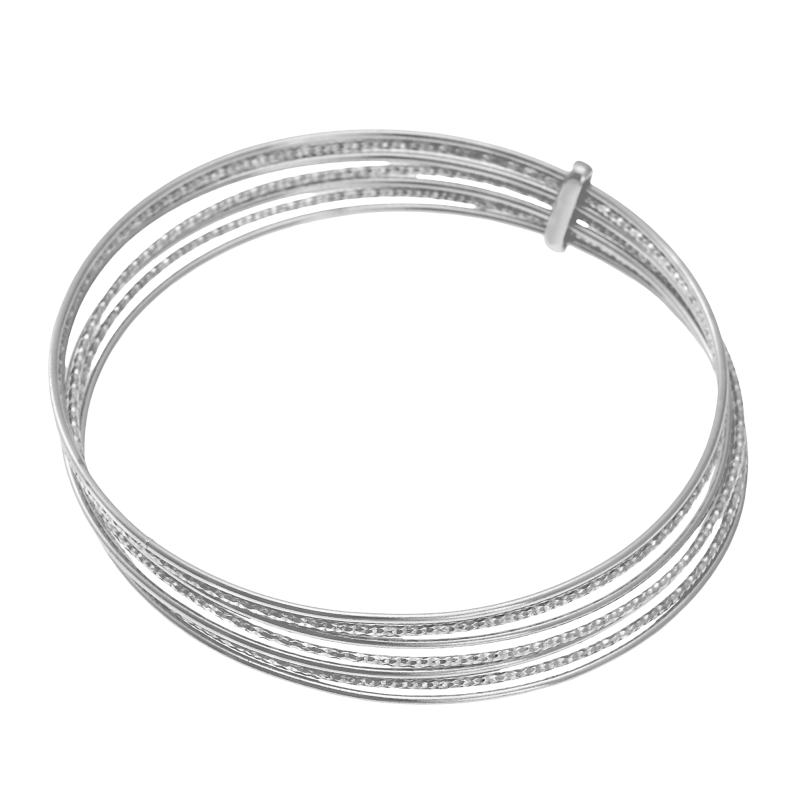 Bracelet jonc en argent rhodié, semainier