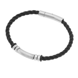 Bracelet en acier et cuir 