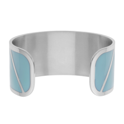 Bracelet jonc en acier et laque bleue 