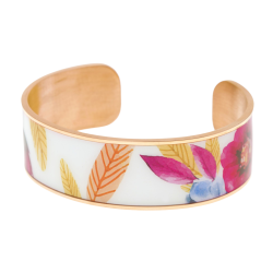 Bracelet jonc en acier rose, motif imprimé