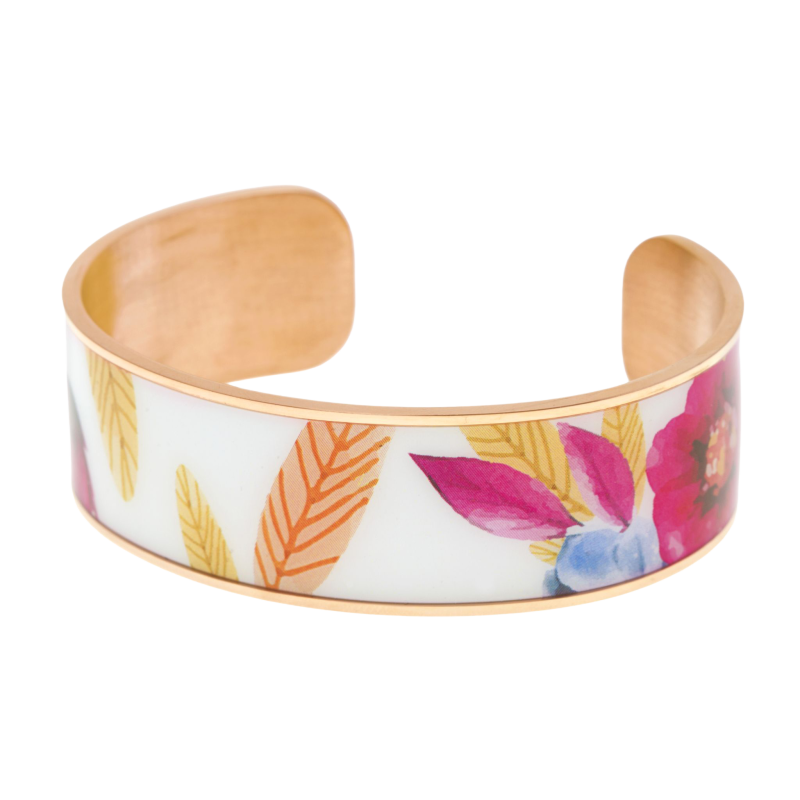 Bracelet jonc en acier rose, motif imprimé