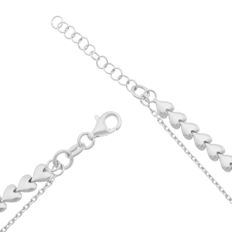 Bracelet en argent rhodié, coeurs