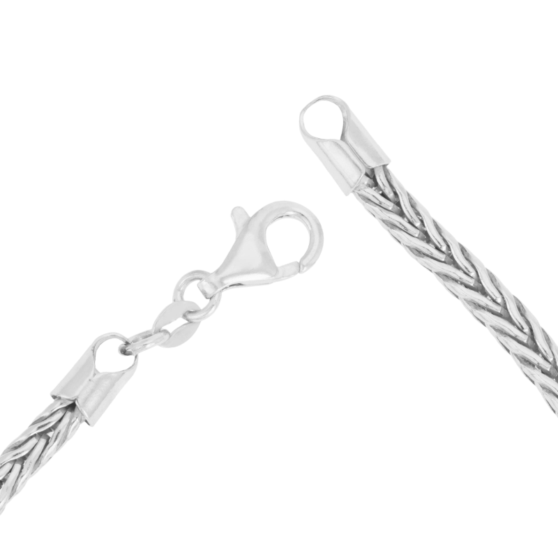 Bracelet en argent rhodié, maille palmier