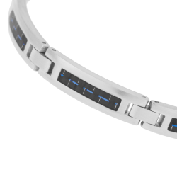 Bracelet en acier et carbone bleu