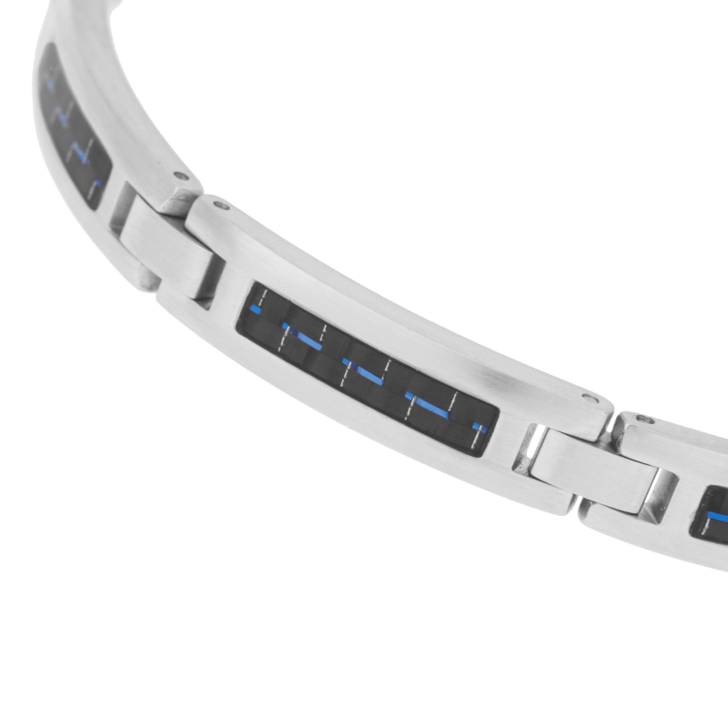 Bracelet en acier et carbone bleu