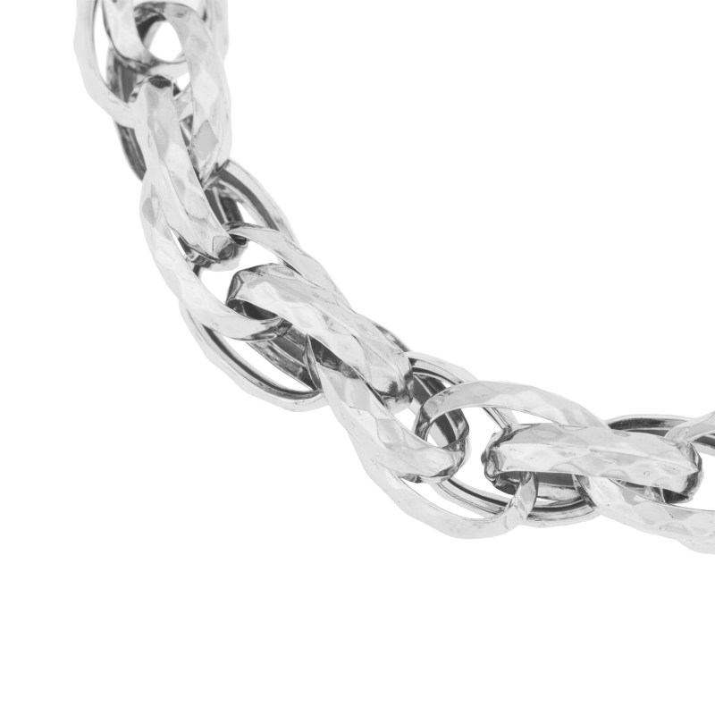 Bracelet en argent rhodié, maille fantaisie