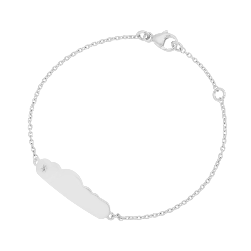 Bracelet identité en argent rhodié et oxyde de zirconium, nuage