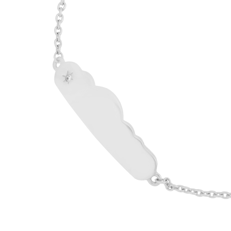 Bracelet identité en argent rhodié et oxyde de zirconium, nuage
