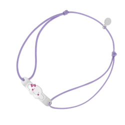 Bracelet cordon en argent rhodié et laque rose, nuage