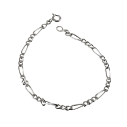 Bracelet en argent rhodié, maille cheval alternée 1-3