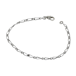 Bracelet en argent rhodié maille cheval alternée 1-1