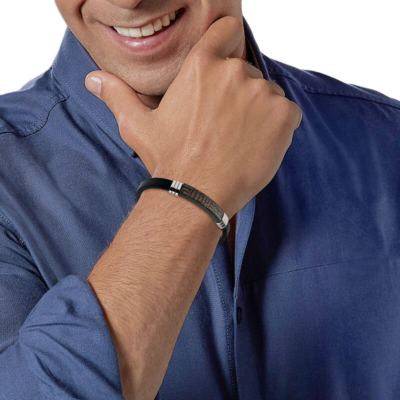 Bracelet en acier et caoutchouc