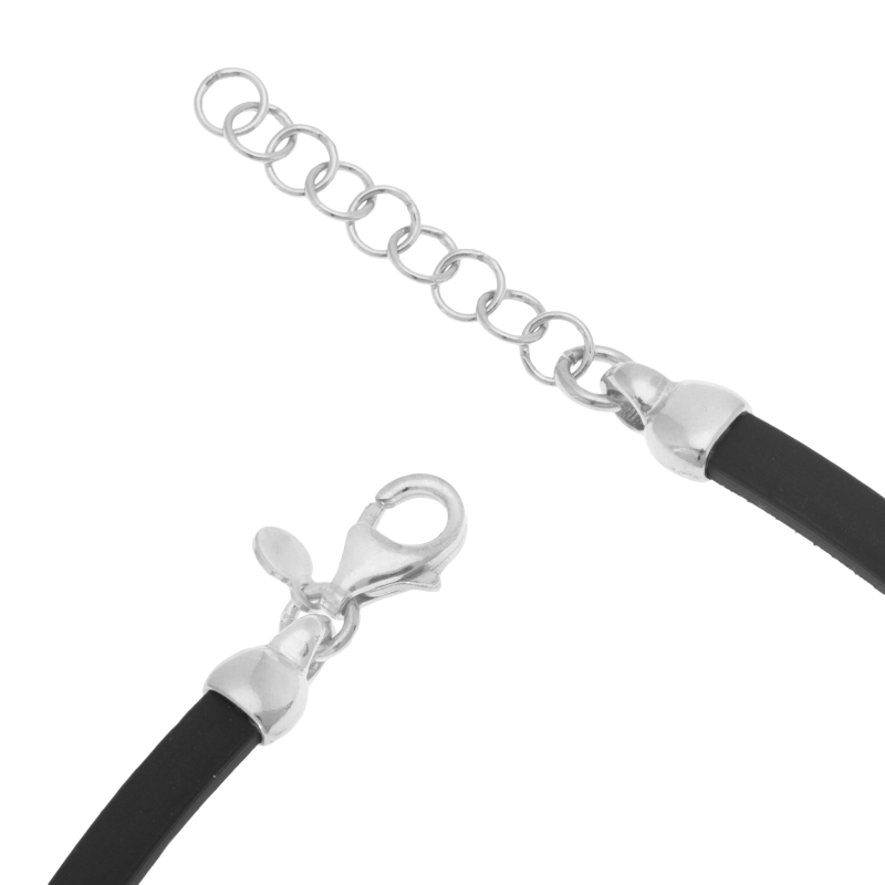 Bracelet en argent rhodié et silicone, ancre marine , junior