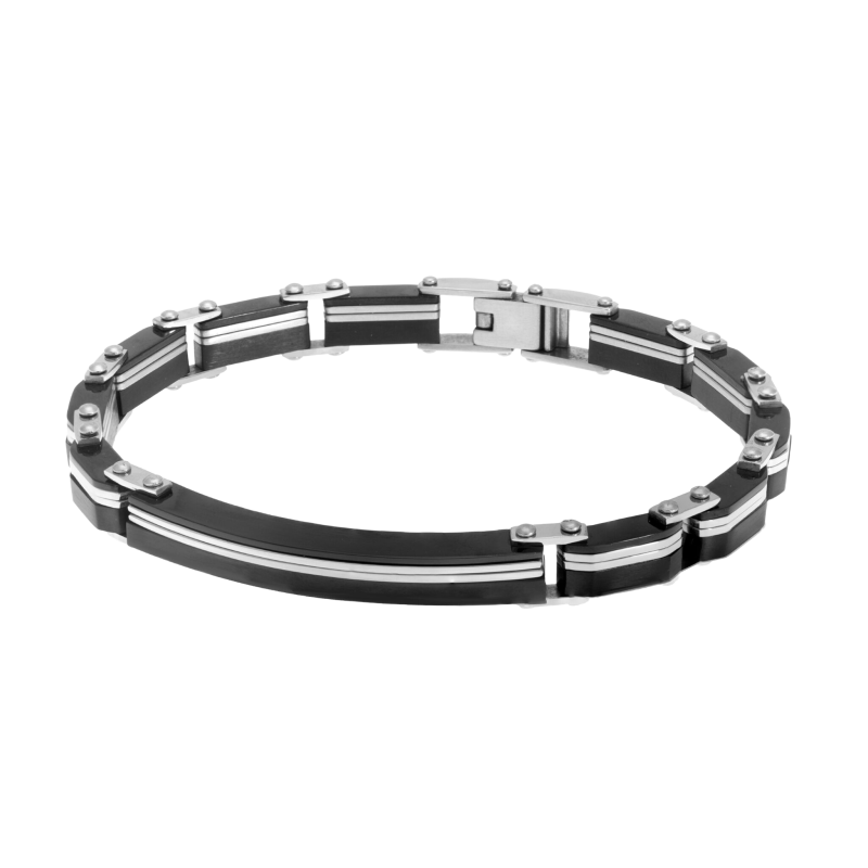 Bracelet en acier et acier noir