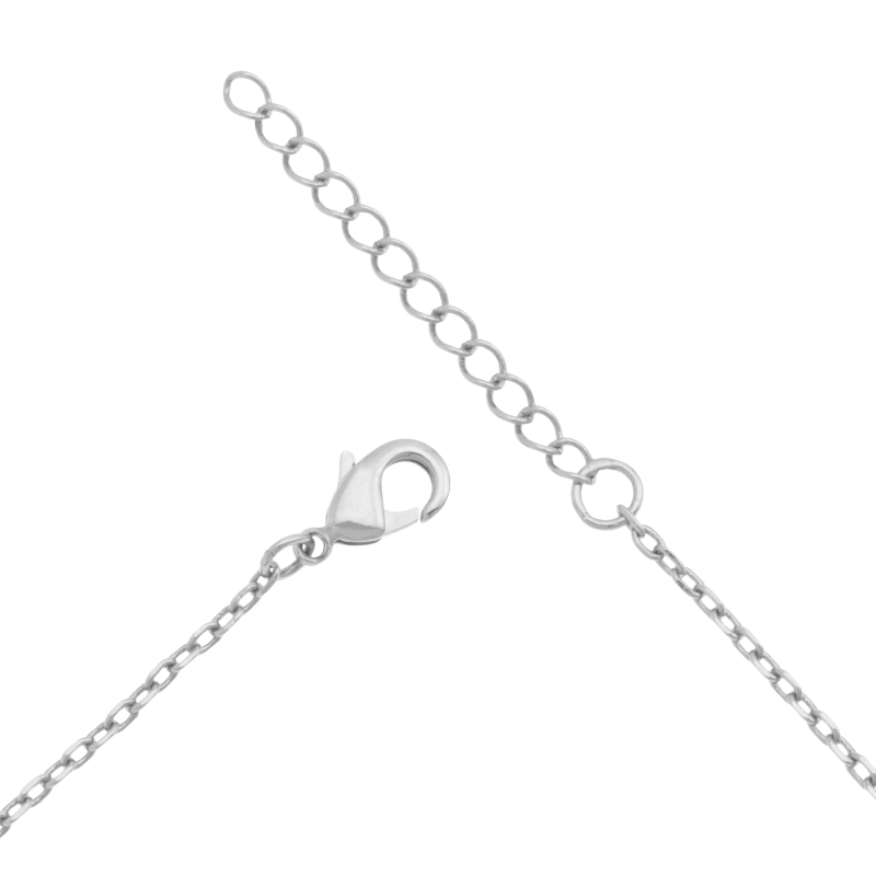 Bracelet en argent rhodié, plaque ronde 19.5  mm