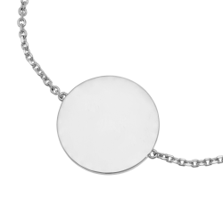 Bracelet en argent rhodié plaque ronde 19 mm, motif pointillé