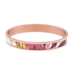 Bracelet jonc en acier rose, motif imprimé