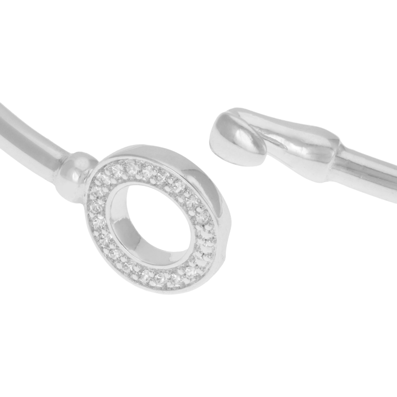Bracelet jonc en argent rhodié et oxydes de zirconium