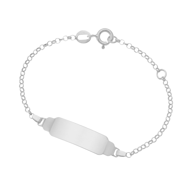 Bracelet identité en argent rhodié