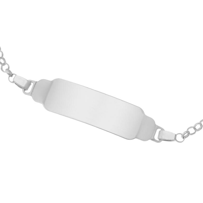 Bracelet identité en argent rhodié
