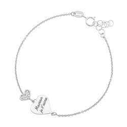 Bracelet en argent rhodié et oxydes de zirconium, maman je t'aime