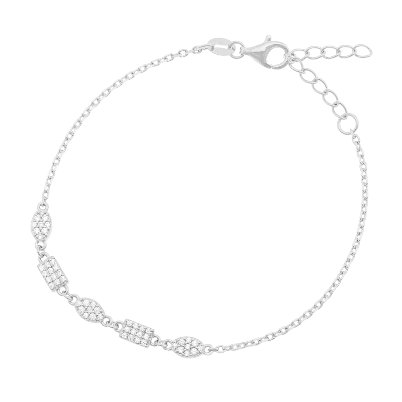 Bracelet en argent rhodié et oxydes de zirconium