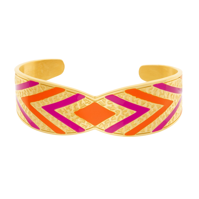 Bracelet jonc en acier doré et laque