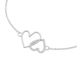 Bracelet en argent rhodié et oxydes de zirconium, coeurs