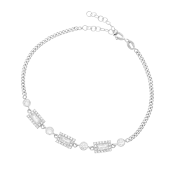 Bracelet en argent rhodié et oxydes de zirconium