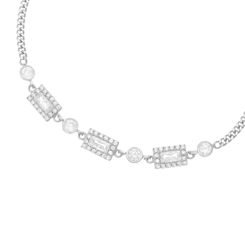 Bracelet en argent rhodié et oxydes de zirconium