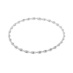 Bracelet jonc torsadé en argent rhodié
