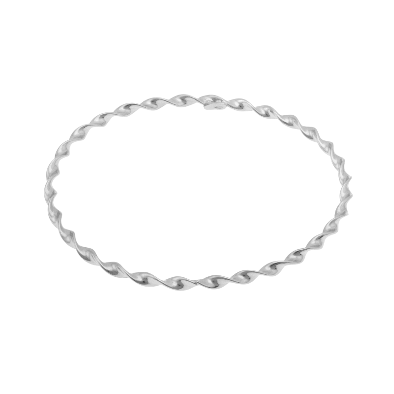 Bracelet jonc torsadé en argent rhodié