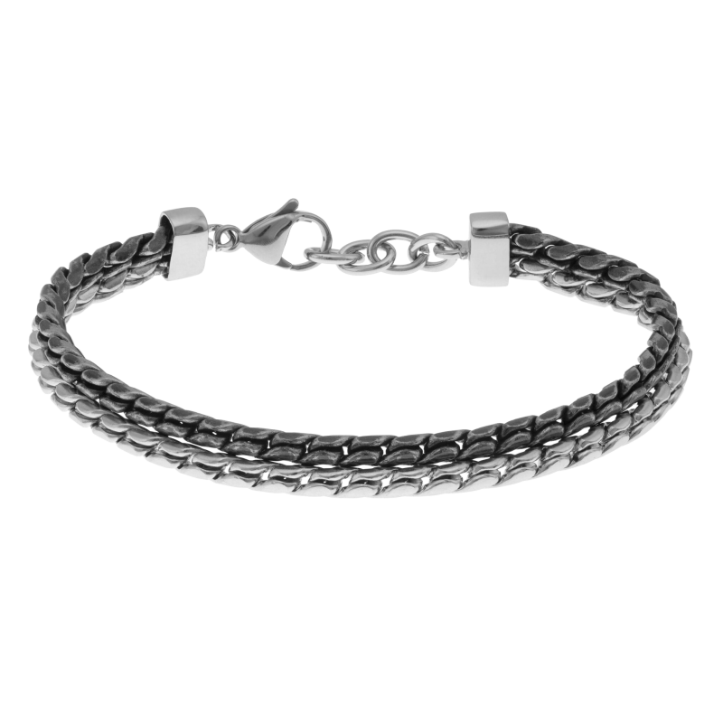 Bracelet en acier et acier noir