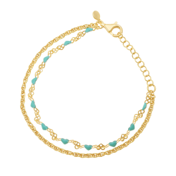 Bracelet en argent doré et laque, coeur