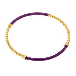 Bracelet jonc en acier doré et laque